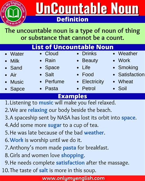 Uncountable Noun Definition Examples Sentences And List Uncountable