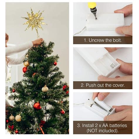 Christmas Tree Led Star Tree Topper Battery Operated Treetop Decoration