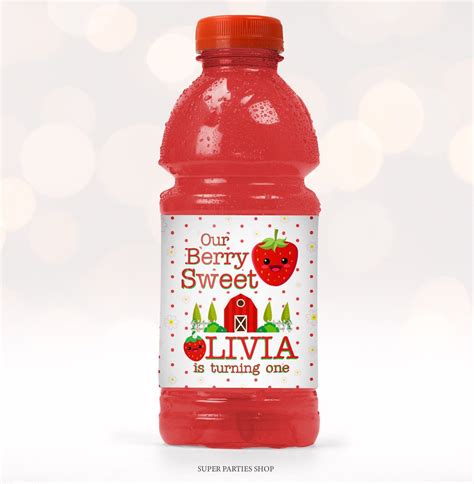 Strawberry Printable Bottle Label Juice Bottle Label Fruits Etsy In