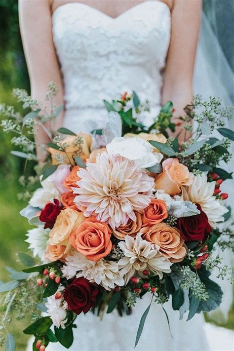 Wedding flower bouquet latex real touch frangipani tropical orange flowers set. Top 20 Rust Sunset Dusty Orange Wedding Bouquets for Fall ...