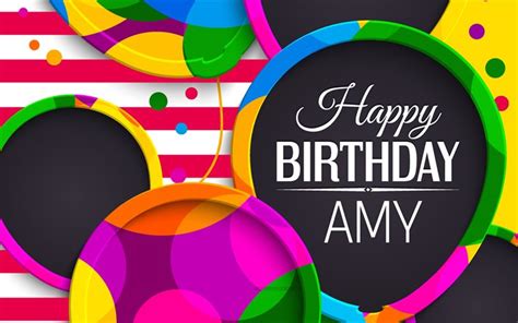 Download Amy Happy Birthday 4k Abstract 3d Art Amy Name Pink Lines