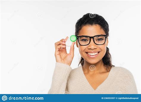 Smiling African American Woman In Eyeglasses Stock Image Image Of