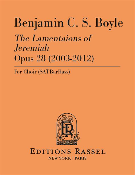 The Lamentations Of Jeremiah Op 28 — Edition Rassel