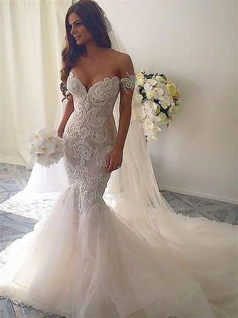 sexy off shoulder backless lace mermaid wedding dresses online wd420 loverbridal