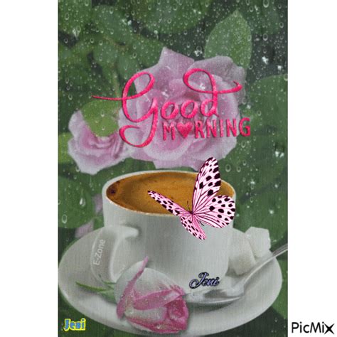 Beautiful Pink Butterfly And Coffee Good Morning Pictures Photos And