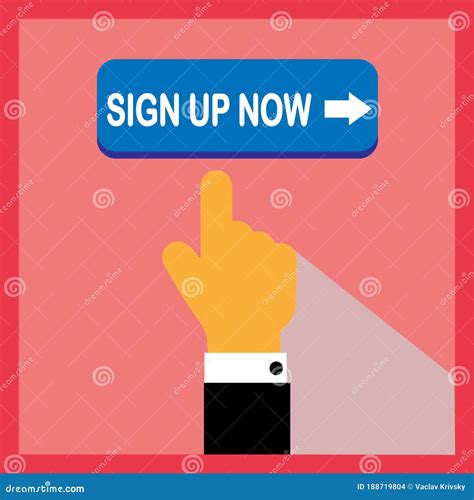 Sign Up Button With Pointing Hand On Color Background Flat