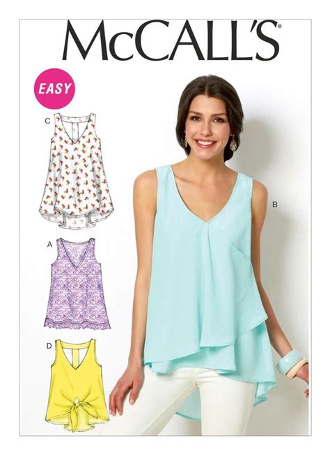 Sewing Pattern For Misses V Neck Tops And Tunics Etsy Tank Top
