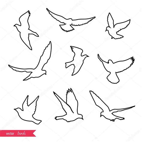 Download Royalty Free Set Of Flying Birds Silhouettes Vector