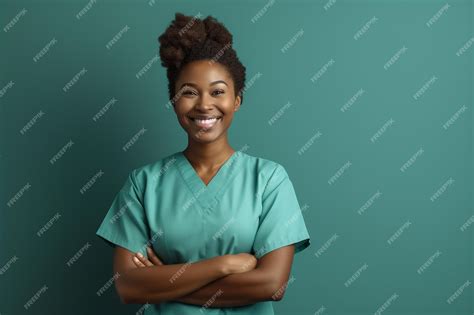 Premium Ai Image Beautiful Happy African American Nurse Smiling