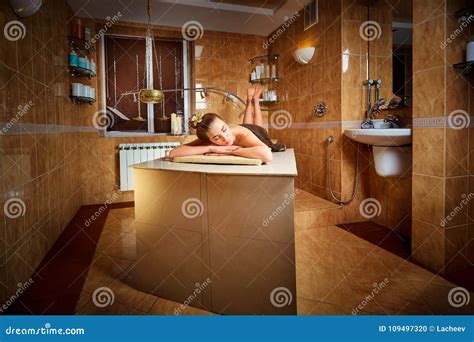 Beautiful Woman Lies In A Spa Room Stock Photo Image Of Luxury Beauty