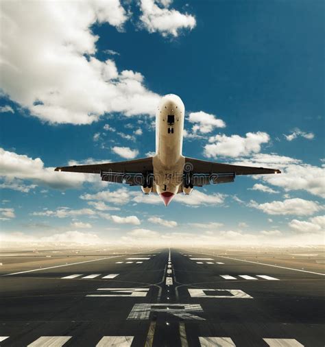 Commercial Airplane Taking Off Runway Stock Photo Image Of Airliner