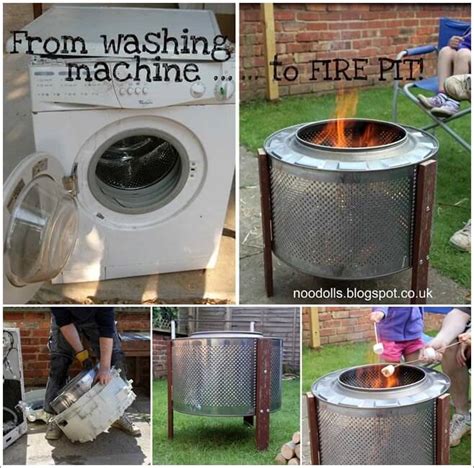 A firepit in a recycled washing machine drum is one of the safest ways to have a fire in your back garden. Turn An Old Washing Machine Drum Into a Fire Pit