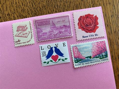 Vintage Sweet Lovevalentines Mailing Stamps Bundle Of 25 Unused Us