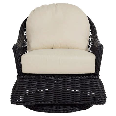 Summer Classics Soho Coastal Black Woven Wicker Outdoor Swivel Glider Chair
