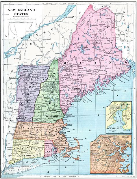 This interactive map allows students to learn all about new england's states, cities, landforms, landmarks, and places of interest by simply clicking on the points. new england map usa | New England Capitals and States ...
