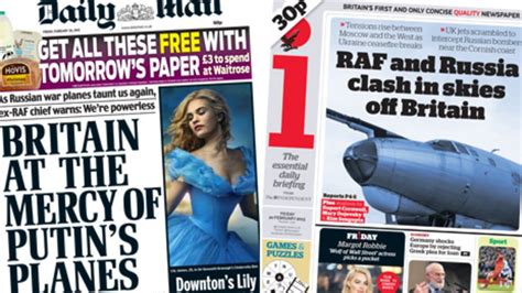 Newspaper Headlines Raf Russia And Ukraine Tensions On Front Pages
