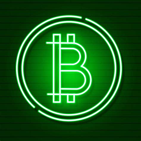Néon Bitcoin Symbole Sur Black Backgroundlight Effect Argent