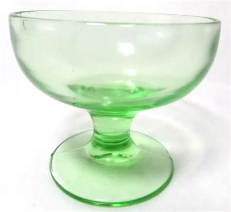 Vintage Hazel Atlas Uranium Green Depression Glass Footed Smooth