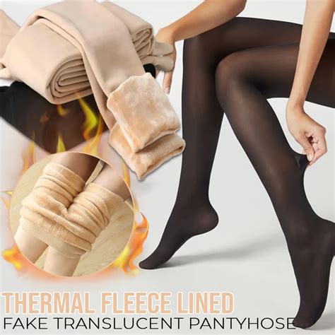 Thermal Fleece Lined Fake Translucent Pantyhose Wowelo Your Smart