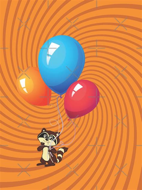 Birthday Balloons With Cartoon Raccoon Bandee From Cartoongems
