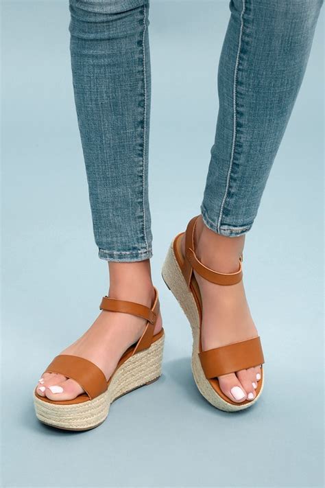 Cute Tan Sandals Espadrille Sandals Flatform Sandals