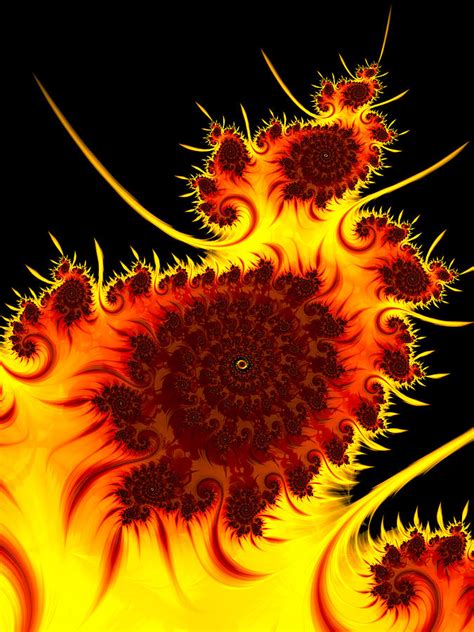 Abstract Fractal Art Warm Vivid Colors Red Orange Yellow