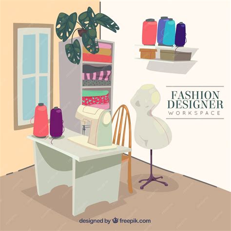 Premium Vector Fashion Designer Workspace