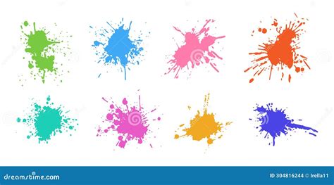Grunge Colorful Abstract Splashes Silhouettes Vector Illustration