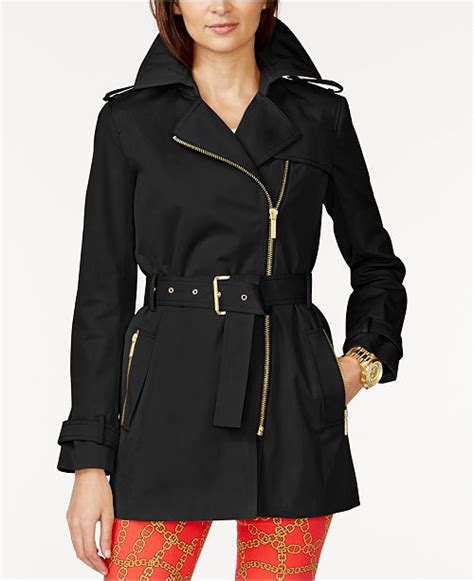 Michael Kors Belted Front Zip Trench Coat In Regular And Petite Sizes