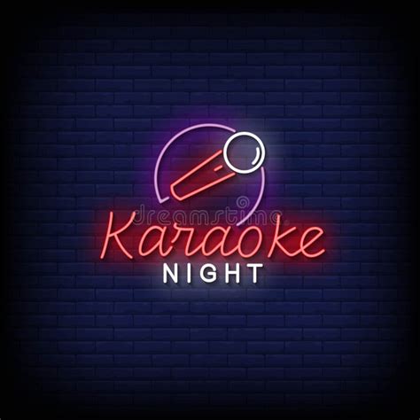 Karaoke Night Neon Sign On Brick Wall Background Vector Stock Vector Illustration Of Billboard