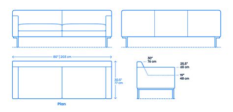 Couch Sofa Dimensions And Drawings Dimensionsguide