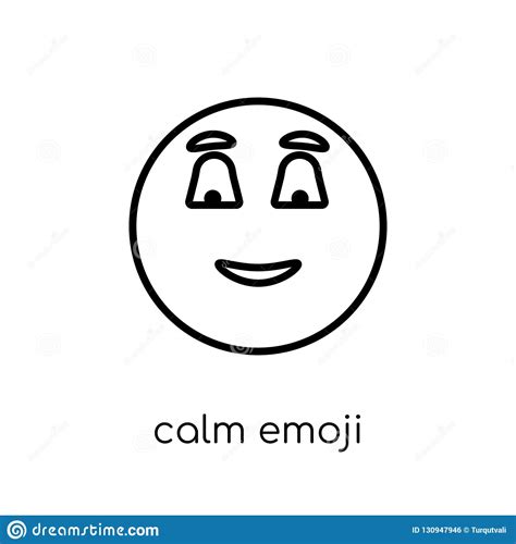 Calm Emoji Icon Trendy Modern Flat Linear Vector Calm Emoji Icon On