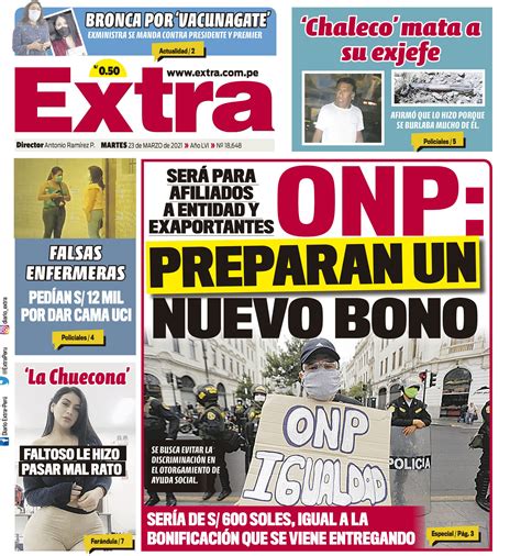 PORTADA DEL DÍA DE EXTRA Diario Extra