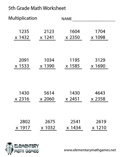 5th Grade Division And Multiplication Worksheets Free Printable