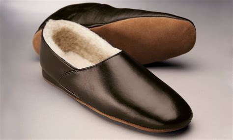 Mens Leather Slippers Groupon Goods