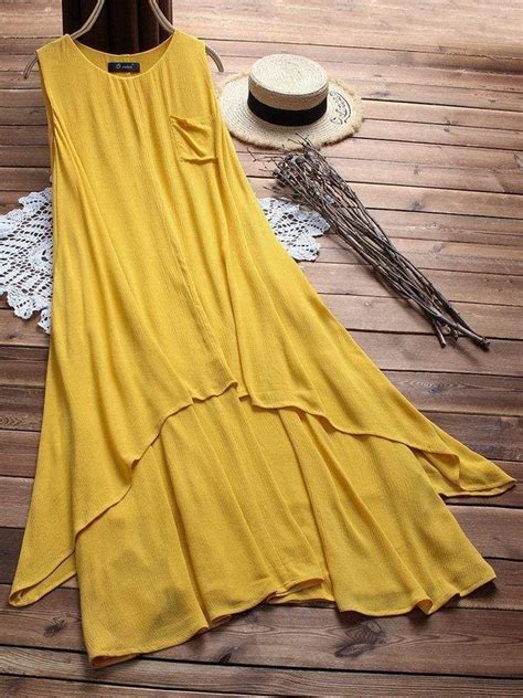 Solid Layers Sleeveless Vintage Maxi Dresses In 2021 Vintage Maxi