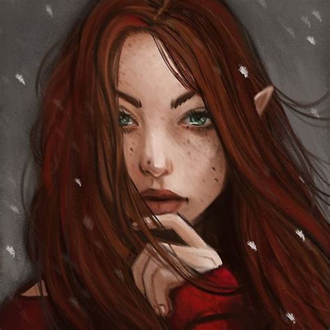 Redhead Elf By Jencart Elf Art Redhead Art Female Elf