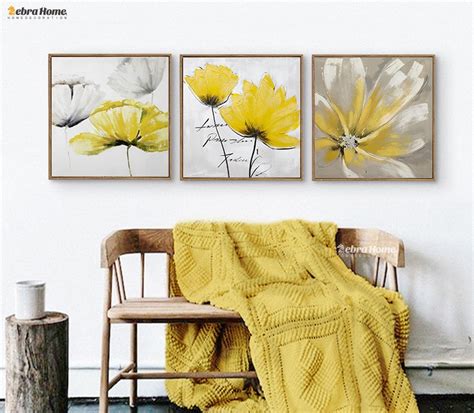Modern Abstrct Yellow Flower Wall Art Canvas Oil Painting Poster Wall