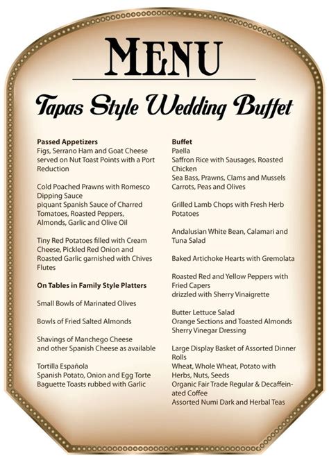 Wedding Buffet Menu Ideas Diy Wedding Buffet Menu