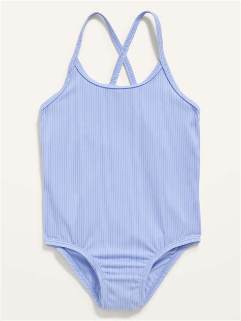 Solid Rib Knit One Piece Swimsuit For Toddler Girls Old Navy
