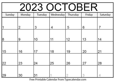 Free Printable October 2023 Calendars Download
