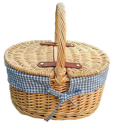 Childs Picnic Basket With Blue Lining Picnic Basket Vintage Picnic