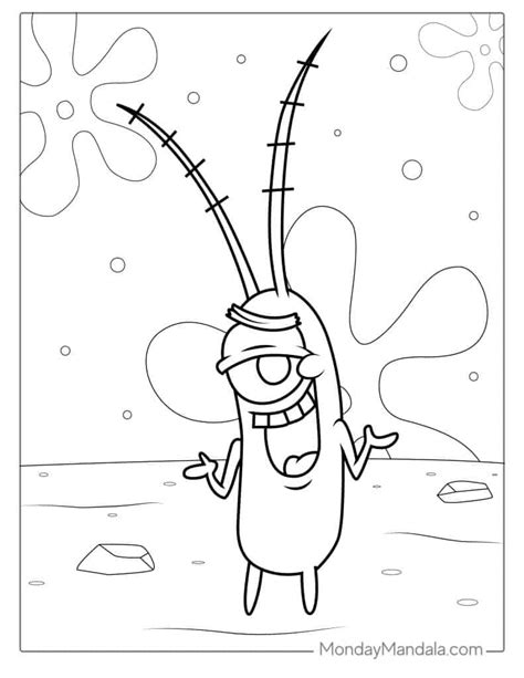 Coloring Spongebob Plankton Pages Printable Sandy Cartoon Gangster