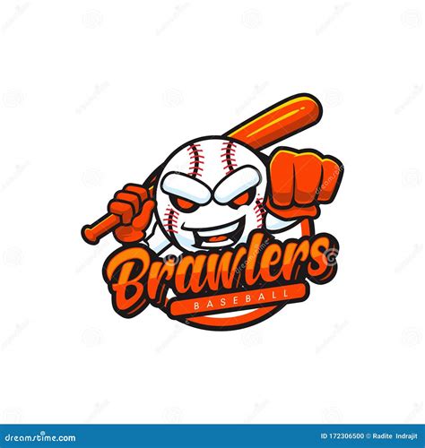Brawler Baseball Logo Mascot Design For Team Baseball Stock Vector