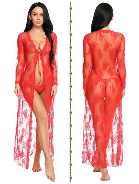 Buy Lingerie For Women Sexy Long Lace Dress Sheer Gown See Through Kimono Robe Online Topofstyle