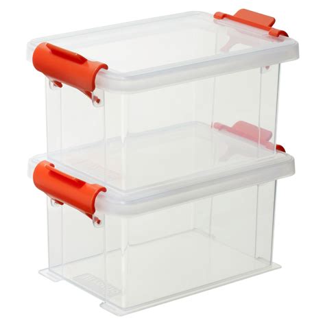 Clear 035 L Plastic Stackable Storage Boxes Set Of 2 Departments Diy At Bandq