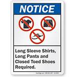 Shoes Toed Required Closed Open Signs Sign