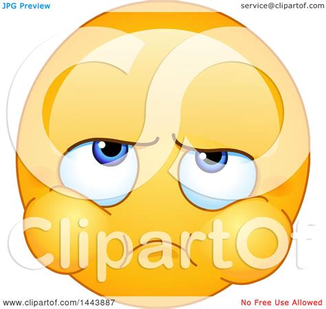 Clipart Of A Cartoon Yellow Emoji Smiley Face Emoticon With Puffed Up