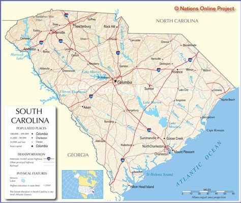 Reference Map Of South Carolina South Carolina North Carolina Coast