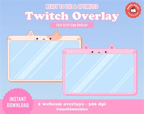 Twitch Cute Pink Caramel Kitty Cat Webcam Stream Overlay Streamer